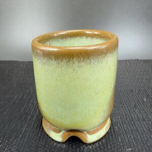 Frankoma Pottery Plainsman Toothpick Holder Bud Vase Prairie Green Marked VTG